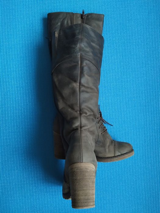 Чоботи 39 (25,5см) натуральна шкіра нубук crazy horse блискавка шнурки