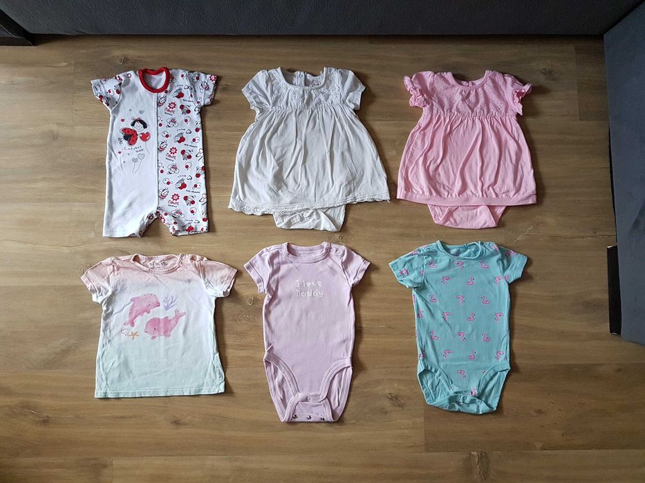 Zestaw ubranek dla noworodka 56/62/68/74 body pajac bluzy skarpetki