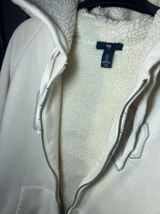 Біле утеплене зіп худі Gap | Байкове худі Gap | Тепла кофта/зірка Gap