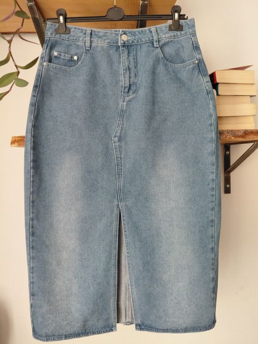 Niebieska jeansowa spódnica maxi Boohoo XL