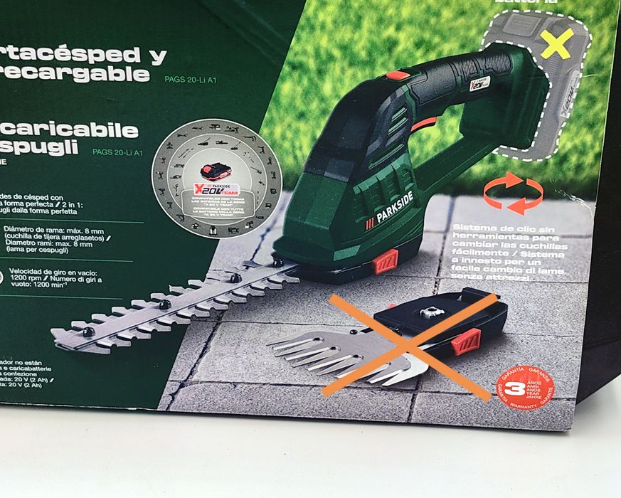 PARKSIDE® Akumulatorowe nożyce do krzewów 20 V, PAGS 20-Li A1,