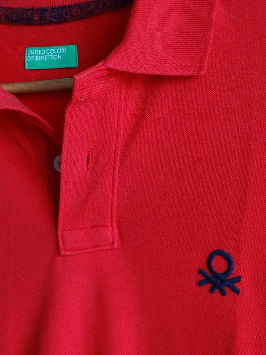 Polo manga comprida Benetton vermelho