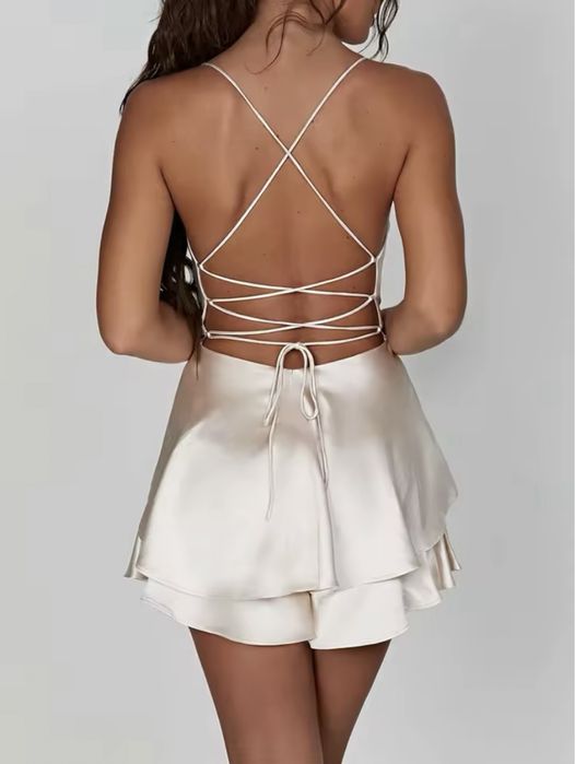 сукня комбінезон ромпер відкрита спина платье летнее мини