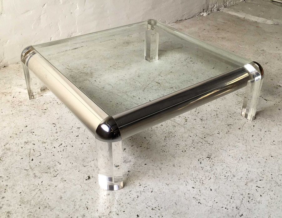 Duży stolik akrylowy lucite Karl Springer lata 70 80 vintage design
