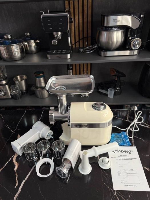 Потужна м'ясорубка 3800 Вт! Електром'ясорубка RB-2270 Мясорубка кеббе