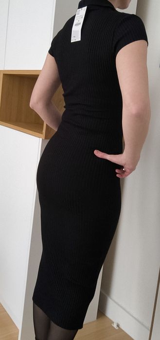 Zara sukienka ptążek Midi S czarna