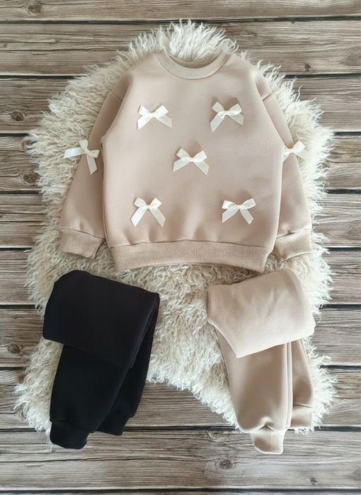 Дитячий спортивний костюм для дівчинки на флісі рубчик палацо теплий