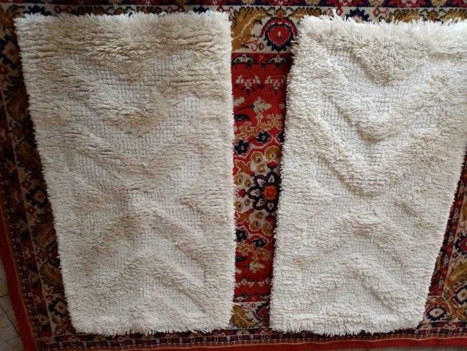 Conjunto de 3 Tapetes de quarto brancos, de pelo alto