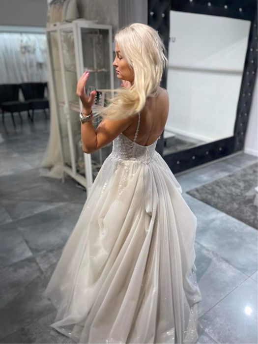 Suknia ślubna justin alexander ivory brokat 34 xs