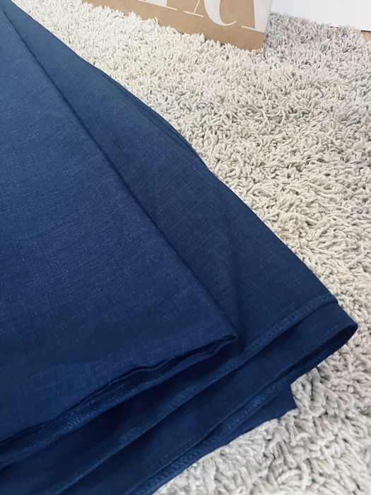 Duzy granatowy ciezki obrus kolo kolisty kapa narzuta kotara