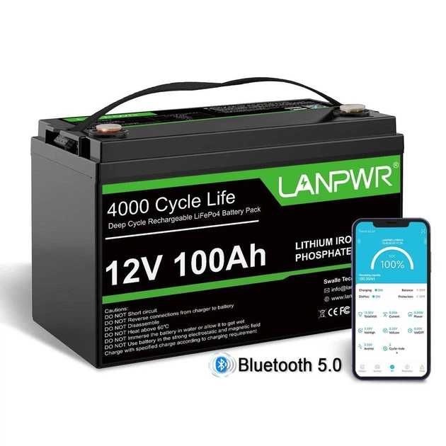 Акумулятори LiFePO4 12,8V/100AH, (1280Wh), Smart BMS, Bluetooth 5.0