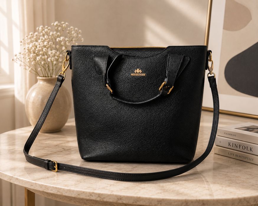 Wittchen skórzana torebka shopper czarna biznesowa
