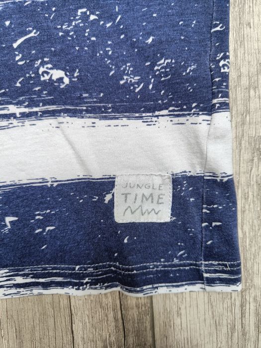 Biało-niebieska bluzka chłopięca na krótki rękaw, t-shirt, Smyk 116