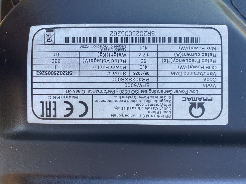 Gerador Gasolina 5000w Pramac - Proteção contra Apagão