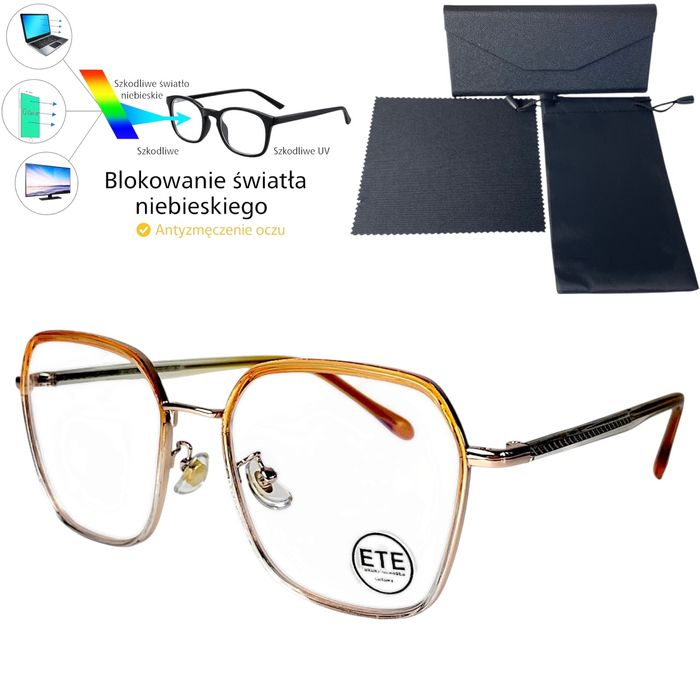 Okulary komputerowe, zerówki oprawki+zestaw etui,super jakość