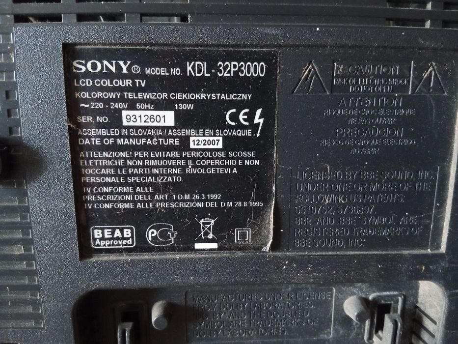 Telewizor 32 cali sony bravia KDL-32P3000