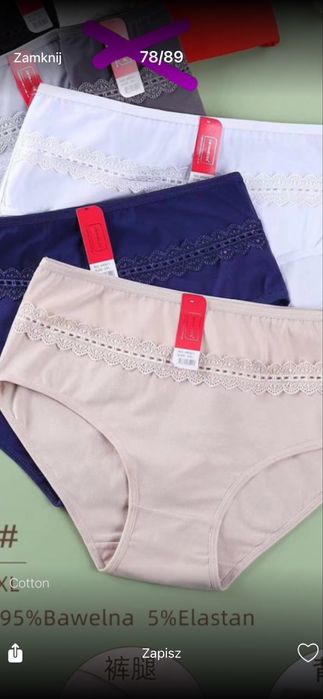 Majtki damskie wysoki stan bawelna 95% L xl xxl 3xl