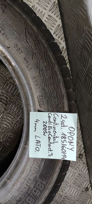 opony 2szt 185/60/14 continental contieco contact 3 2005r 4mm r14