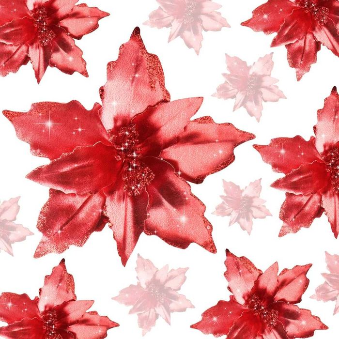 Dekoracje Swiąteczne Brokatowe Kwiaty 8 Sztuk