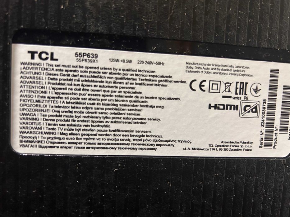 TCL 55P639 sprawny