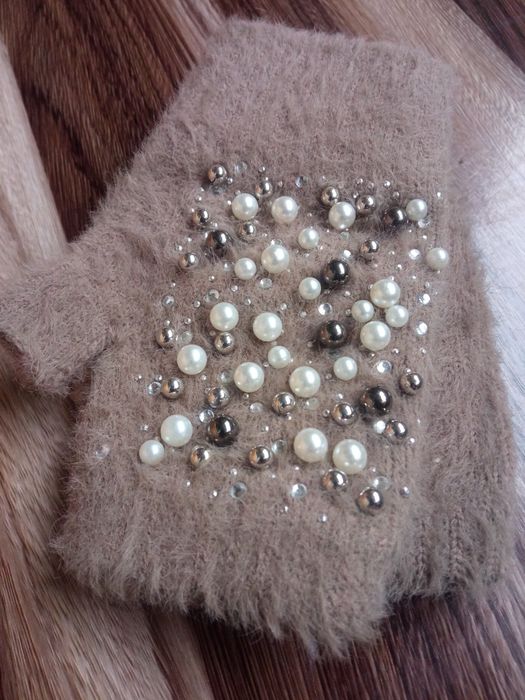 Варежки женские ангора рукавицы - митенки