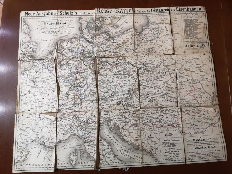 Mapa Europy 1848r pod zaborami  wydanie Wiedeń Artaria