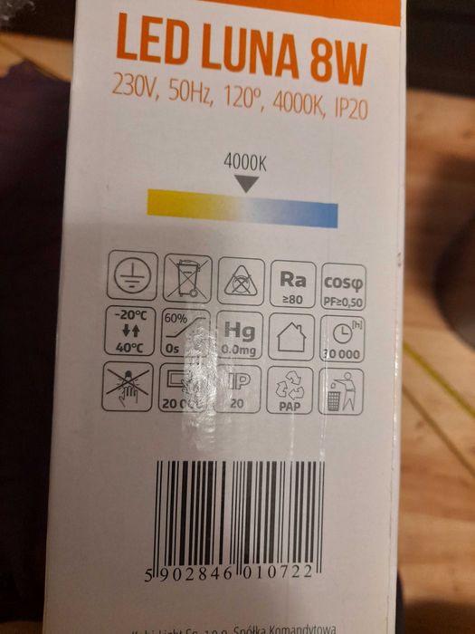 Plafon LED biały 8W 230V NOWY