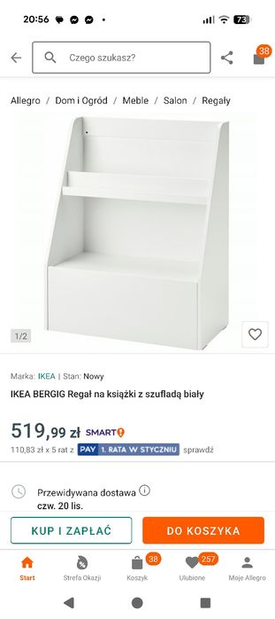IKEA bergig regał dla dzieci na książki