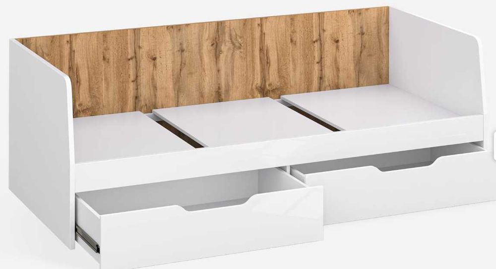 TAURUS Łóżko 90x200 cm z szufladami białe