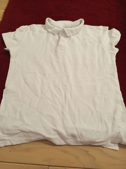 Biała koszulka chłopięca z kołnierzykiem, 146