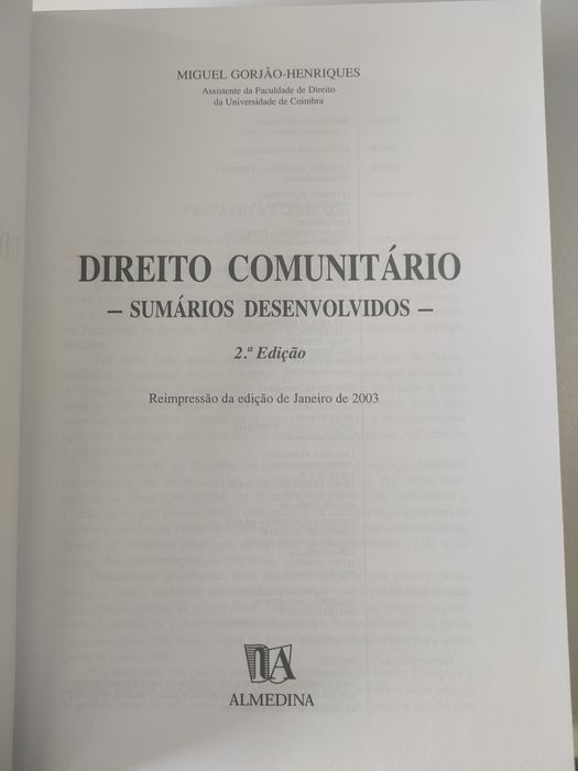 Direito comunitário de Miguel Gorjão -Henriques