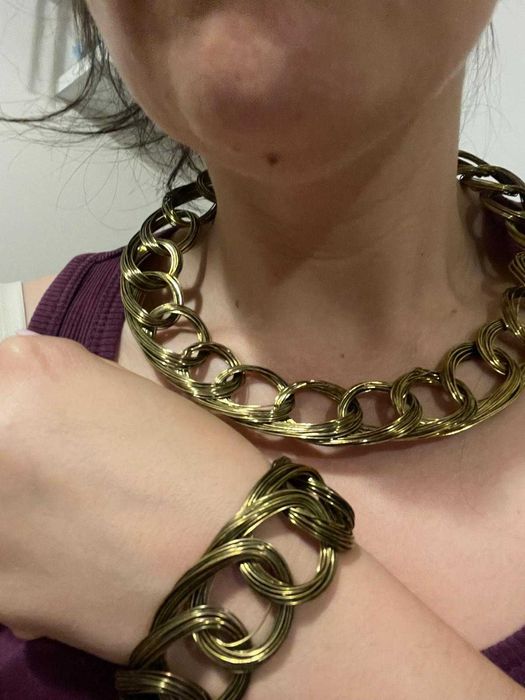 Conjunto colar + pulseira dourados BIJOU BRIGITTE