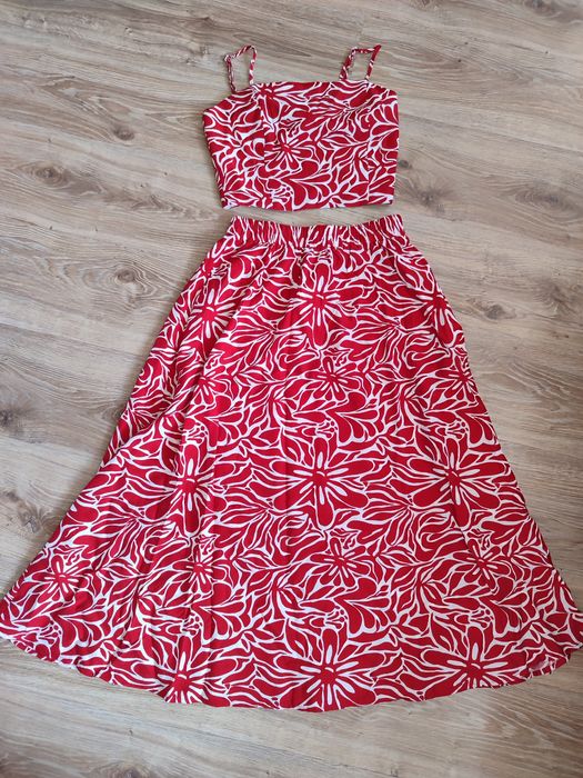 Sinsay komplet set wiskoza spódnica bluzka top S 36