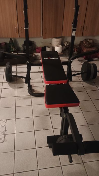 Zestaw ławka i sztanga wraz z obciążnikami