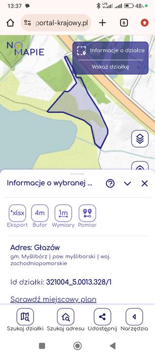 Działka z linią brzegową 30 ar Głazów Myślibórz - Widok 2