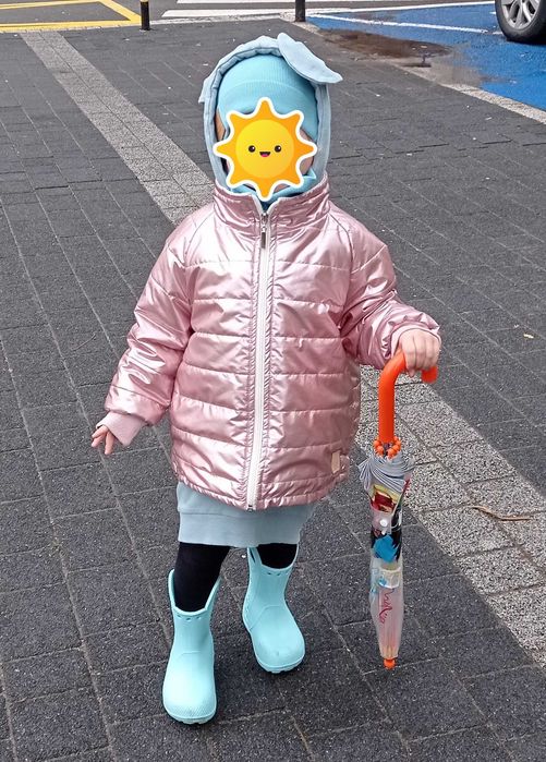 Unikatowa kurtka różowa błyszcząca metalik PoliOli 92/98