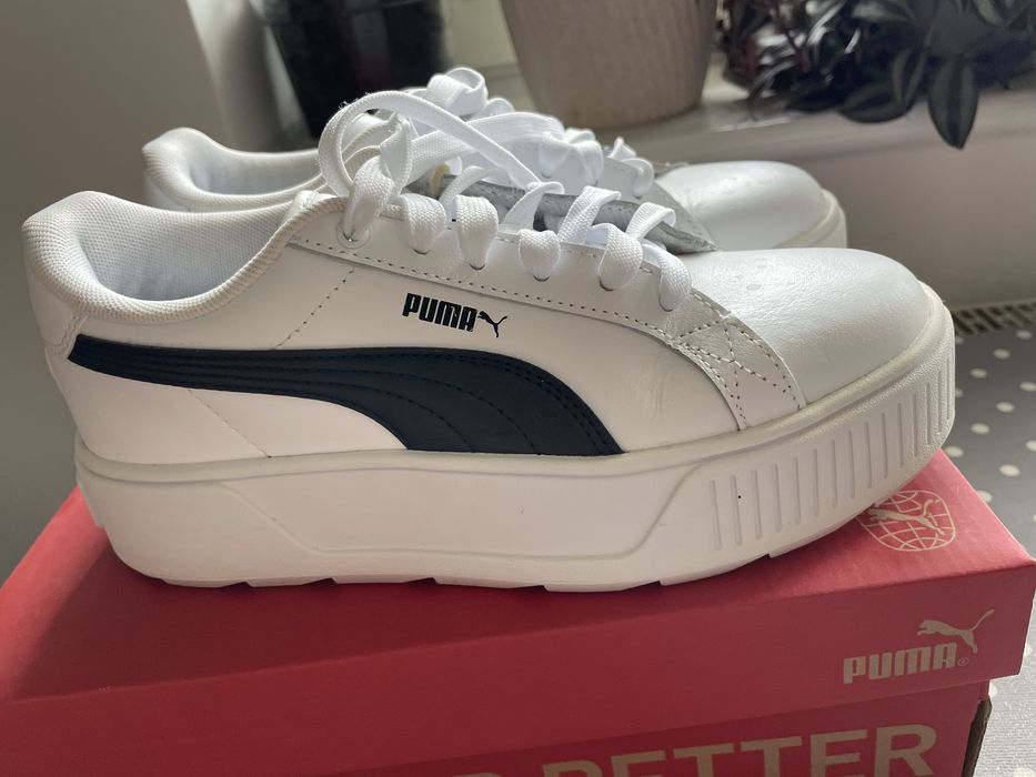 sneakersy Puma na platformie, biało-czarne, rozmiar 38