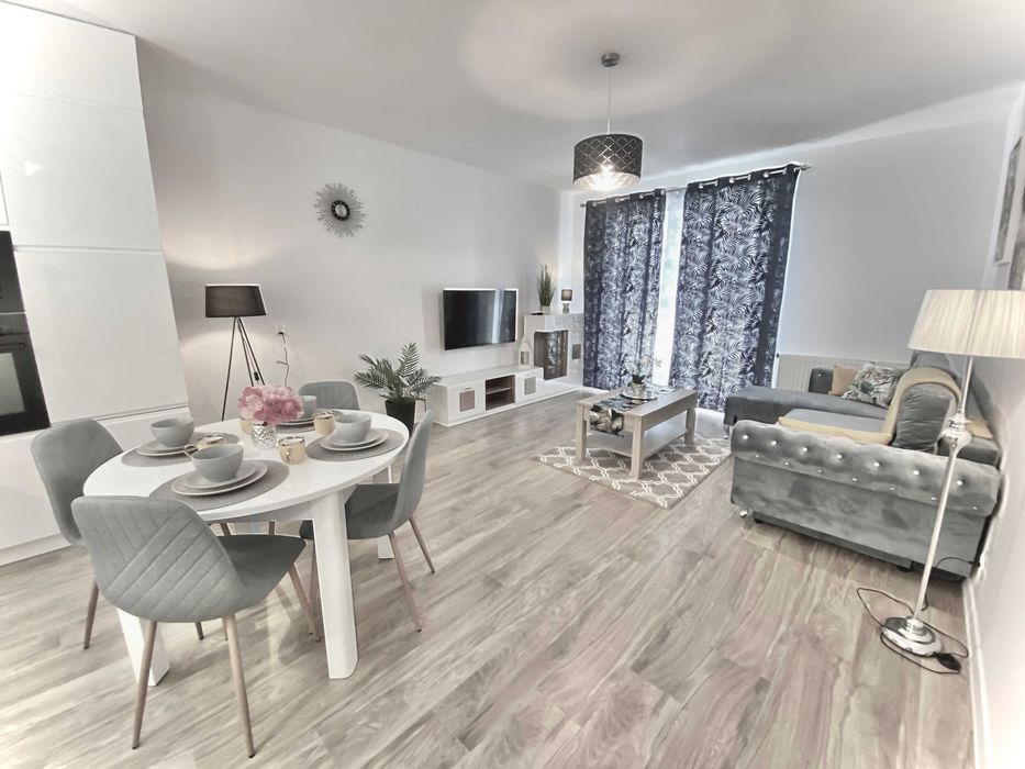 Spraedam apartament Iława ul. Kościuszki 33 pow. 46 m kw. (salon z aneksem, sypialnia, łazienka)