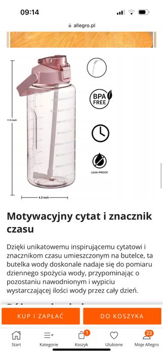 Bidon 2000 ml nowy różowy