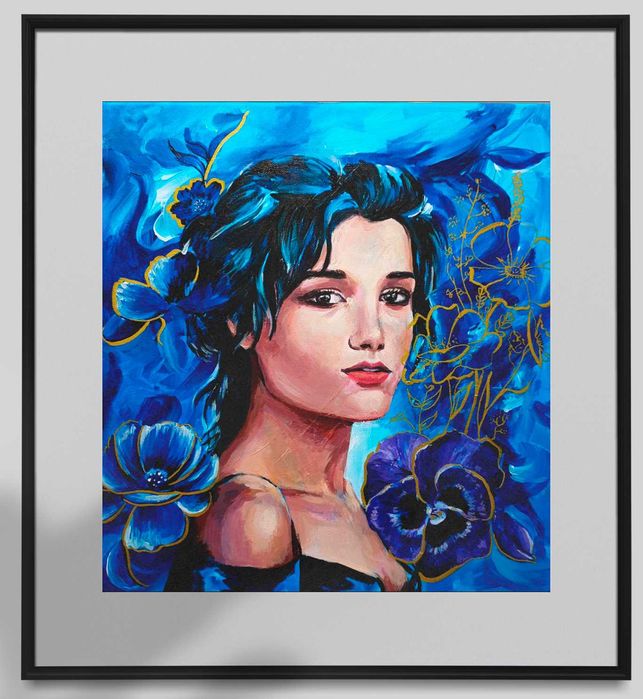 quadro Serenidade em Azul e Ouro - original