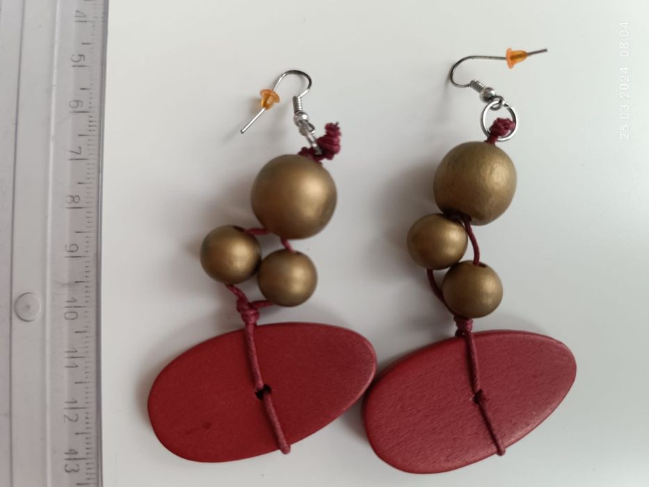 Kolczyki wiszące drewniane