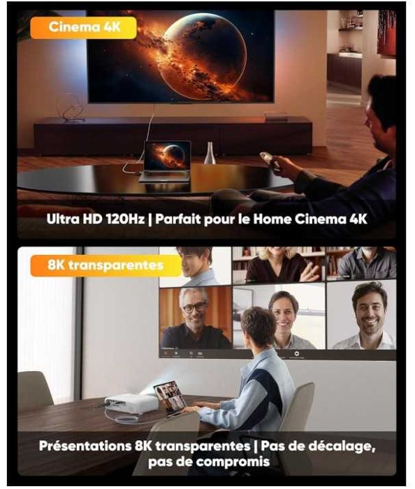 Kabel HDMI 3m w oplocie 8K Snowkids