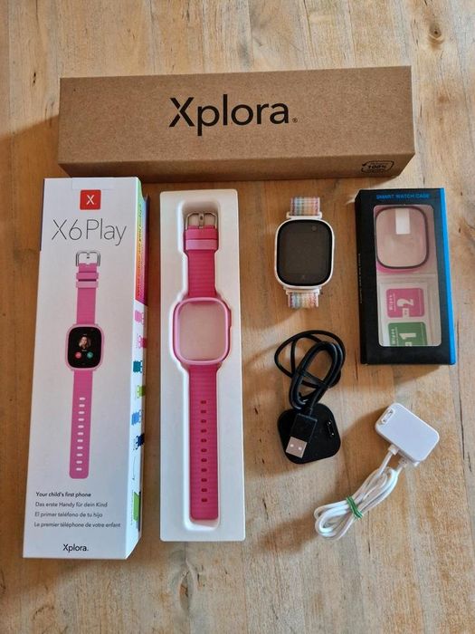 Xplora X6 Kids Smartwatch, 4G, połączenia, wiadomości, tryb szkolny, SOS, GPS, aparat, krokomierz, różowy