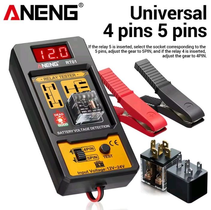 Тестер авто мото реле 12-24 В 4-5 pin ANENG RT01 з вимірювачем