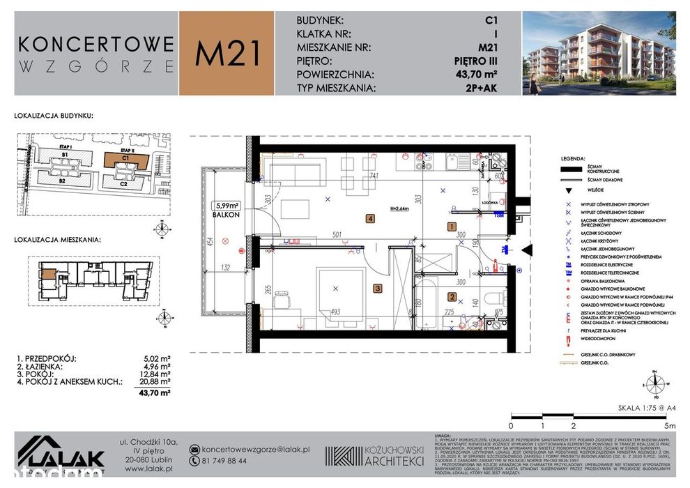 2-pokojowe mieszkanie 43m2 + balkon Bez Prowizji