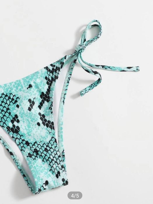 Bikini triangular estampado cobra + camisola curta