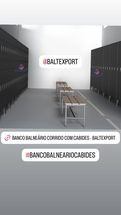 Bancos Balneário Corridos Vestiários com Réguas de Faia
