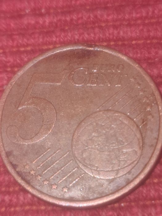 Moeda 5 cêntimos França 1999 com defeito de cunhagem