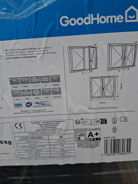 Janela nova pvc 125 x 120