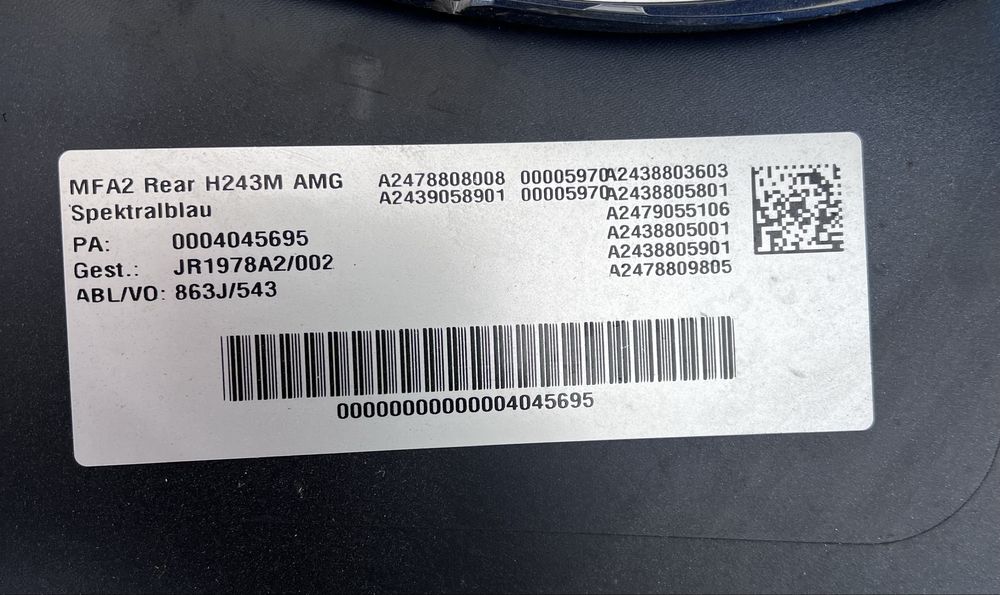 Бампер задний Mercedes Benz, H243 AMG